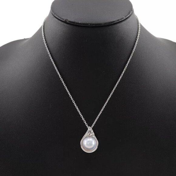 TASAKI Mabe Pearl Necklace Silver Silver/Pearl 15.2g Women - Picture 1 of 8